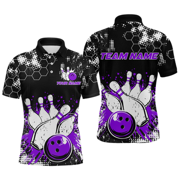 Maxcorners Purple Watercolor Bowling Shirts Men Women Team Custom Bowling Polo & 1/4 Zip Shirt
