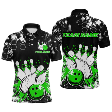 Maxcorners Green Watercolor Bowling Shirts Men Women Team Custom Bowling Polo & 1/4 Zip Shirt