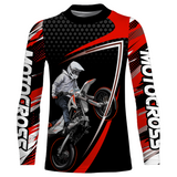 Maxcorners Motocross Racing Jersey Red Upf30+ MX Racing Dirt Bike Jersey Kid Men Motorcycle MT2809
