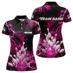 Maxcorners Pink Thunder Lightning Bowling Shirt Custom Colorful Bowling Jersey Men Women Team LM0705