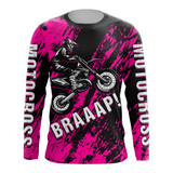 Maxcorners Dirt Bike Racing Jersey Pink Upf30+ Motocross Shirt Kid Girl Women Riding Jersey XM269 MT2809