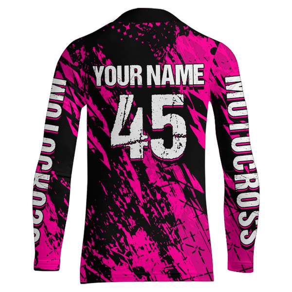 Maxcorners Dirt Bike Racing Jersey Pink Upf30+ Motocross Shirt Kid Girl Women Riding Jersey XM269 MT2809