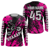 Maxcorners Dirt Bike Racing Jersey Pink Upf30+ Motocross Shirt Kid Girl Women Riding Jersey XM269 MT2809