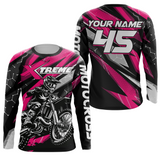 Maxcorners Pink Motocross Jersey Youth Women Men Upf30+ Dirt Bike Shirt Motorcycle Riding Shirt XM271 MT2809