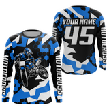 Maxcorners Custom Blue Motocross Jersey Racing Shirts for Men Kid Women Dirt Bike Shirts LM2809