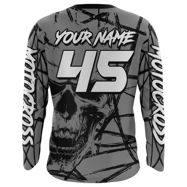 Maxcorners Motocross Racing Jersey Grey Upf30+ Dirt Bike Shirt MX Off-Road Motorcycle Shirt MT2709
