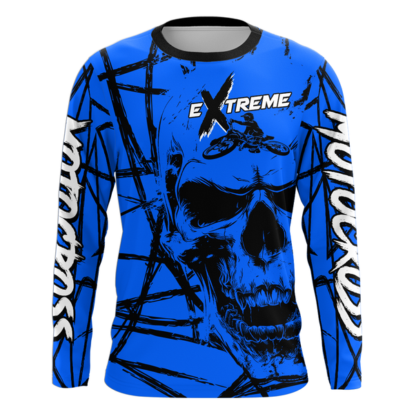 Maxcorners Motocross Racing Jersey Blue Upf30+ Dirt Bike Shirt MX Off-Road Motorcycle Shirt MT2709