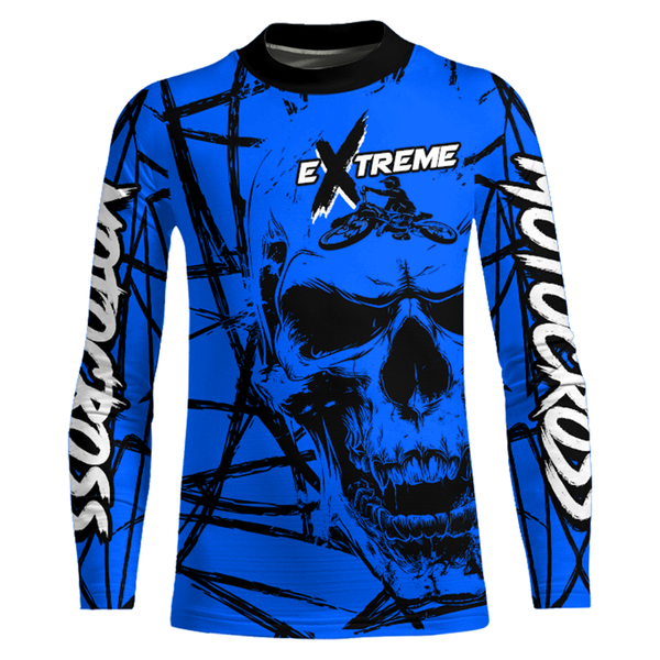 Maxcorners Motocross Racing Jersey Blue Upf30+ Dirt Bike Shirt MX Off-Road Motorcycle Shirt MT2709