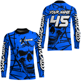 Maxcorners Motocross Racing Jersey Blue Upf30+ Dirt Bike Shirt MX Off-Road Motorcycle Shirt MT2709