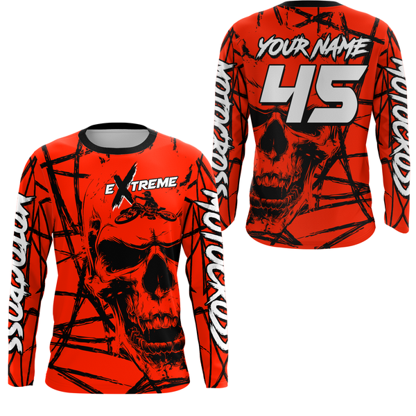 Maxcorners Motocross Racing Jersey Red Upf30+ Dirt Bike Shirt MX Off-Road Motorcycle Shirt MT2709