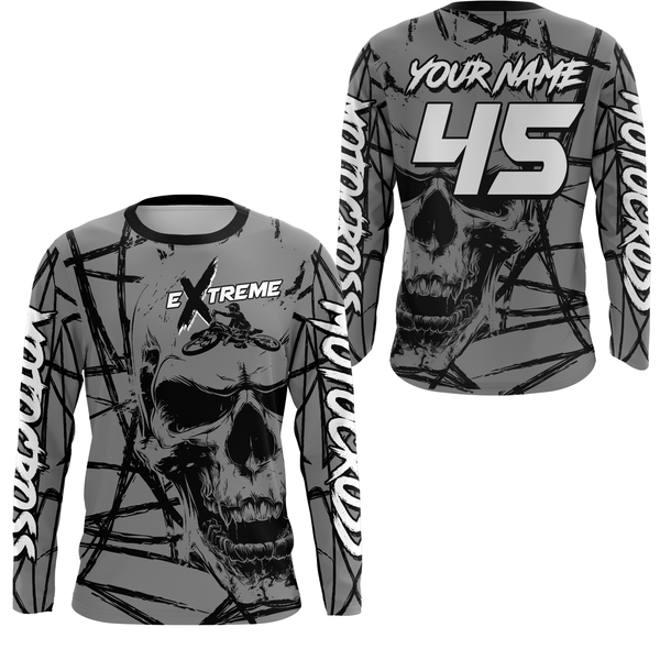 Maxcorners Motocross Racing Jersey Grey Upf30+ Dirt Bike Shirt MX Off-Road Motorcycle Shirt MT2709