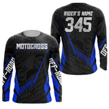 Maxcorners Motocross Racing Jersey Kid Women Men Dirt Bike Shirt Upf30+ Off-road Jersey Blue MT2809