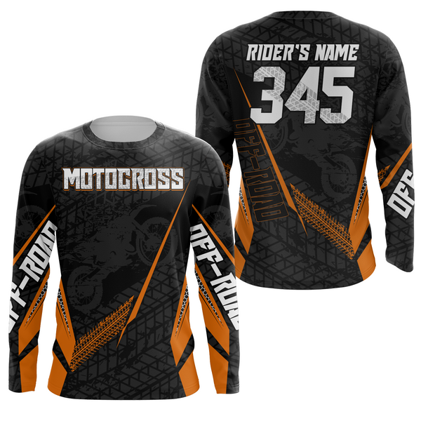 Maxcorners Motocross Racing Jersey Kid Women Men Dirt Bike Shirt Upf30+ Off-road Jersey Orange MT2809