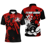 Maxcorners Custom Red Butterflies Bowling Shirts for Men Women Bowling Jersey Team Name