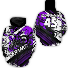 Maxcorners Custom Purple Motocross Racing Hoodie Jersey Dirt Bike Hoodie Zip Biker Men Women MT2709