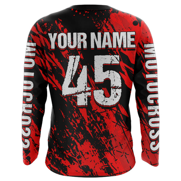 Maxcorners Motocross Racing Jersey Red Upf30+ Dirt Bike Shirt Men Women Kid Off-Road Shirt XM87 MT2809