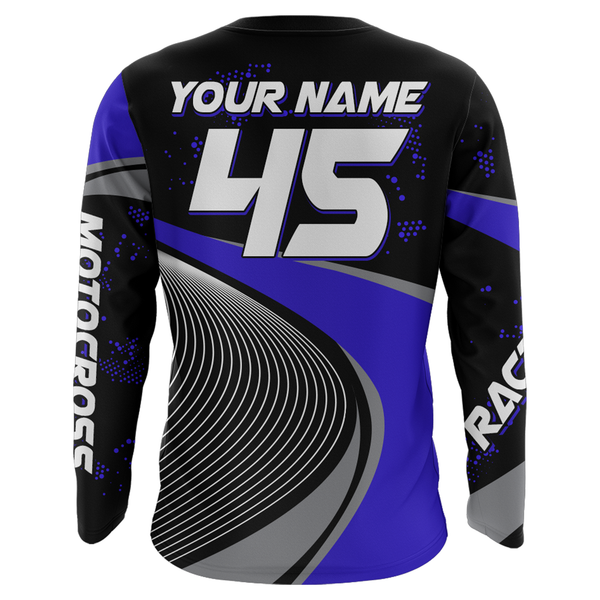 Maxcorners Motocross Racing Jersey Blue Upf30+ Dirt Bike Shirt Off-Road MX Racing Jersey MT2709