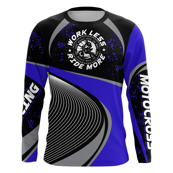 Maxcorners Motocross Racing Jersey Blue Upf30+ Dirt Bike Shirt Off-Road MX Racing Jersey MT2709