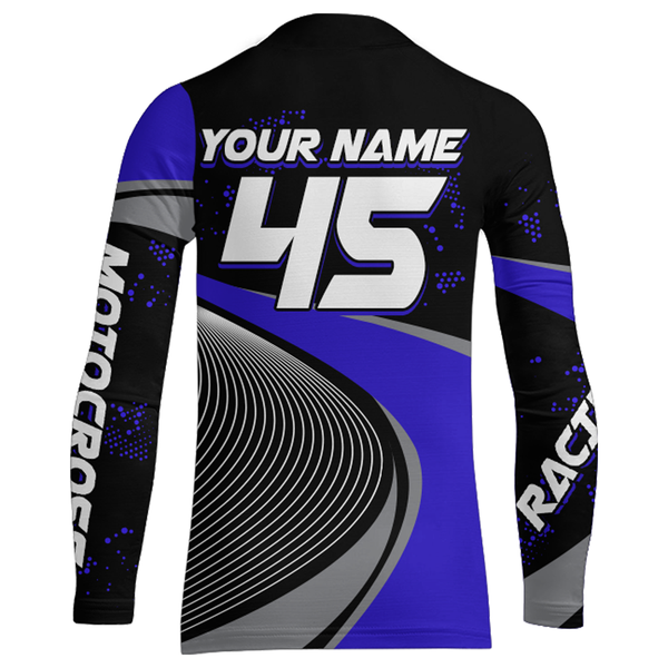 Maxcorners Motocross Racing Jersey Blue Upf30+ Dirt Bike Shirt Off-Road MX Racing Jersey MT2709