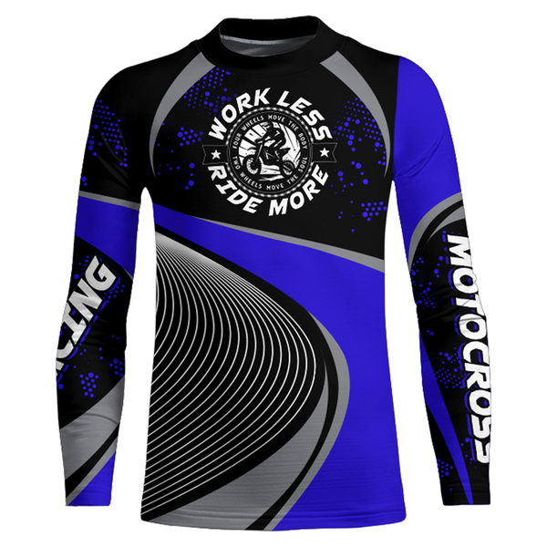Maxcorners Motocross Racing Jersey Blue Upf30+ Dirt Bike Shirt Off-Road MX Racing Jersey MT2709