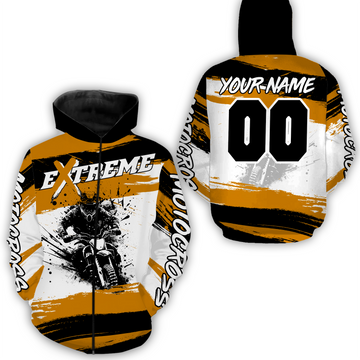 Maxcorners Custom Orange Motocross Racing Hoodie Jersey for Biker Men Women Dirt Bike Hoodie Zip MT2809