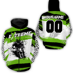 Maxcorners Custom Green Motocross Racing Hoodie Jersey for Biker Men Women Dirt Bike Hoodie Zip MT2709