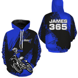 Maxcorners Blue Motocross Racing Hoodie for Men Women Dirt Bike Hoodie Off-road Jersey LM2809