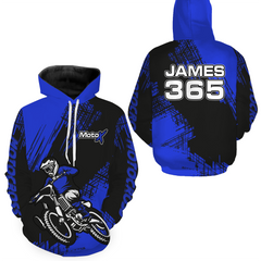 Maxcorners Blue Motocross Racing Hoodie for Men Women Dirt Bike Hoodie Off-road Jersey LM2809