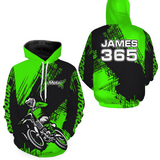 Maxcorners Green Motocross Racing Hoodie for Men Women Dirt Bike Hoodie Off-road Jersey LM2809