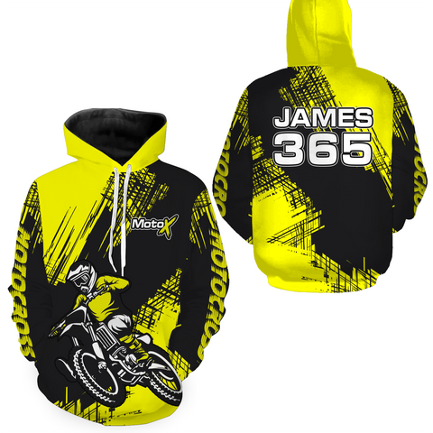 Maxcorners Yellow Motocross Racing Hoodie for Men Women Dirt Bike Hoodie Off-road Jersey LM2809