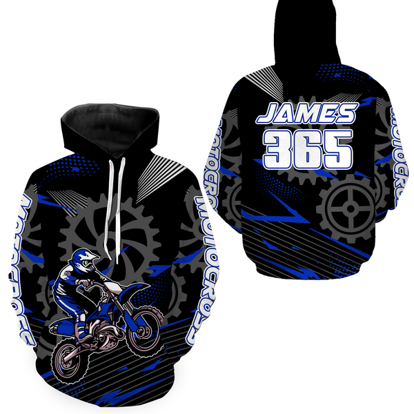 Maxcorners Blue Motocross Racing Hoodie for Men Women Dirt Bike Motorcycle Hoodie MX Jersey LM2809