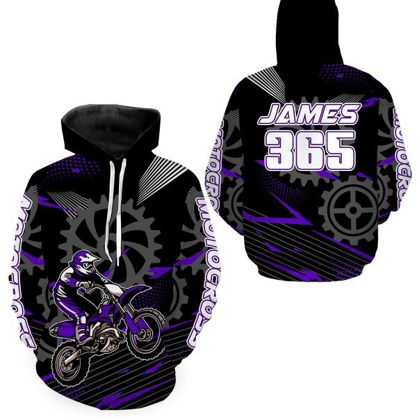 Maxcorners Purple Motocross Racing Hoodie for Men Women Dirt Bike Motorcycle Hoodie MX Jersey  LM2809