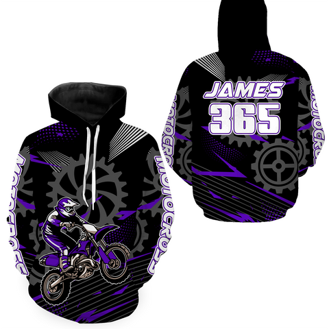 Maxcorners Purple Motocross Racing Hoodie for Men Women Dirt Bike Motorcycle Hoodie MX Jersey  LM2809