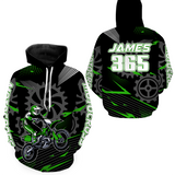 Maxcorners Green Motocross Racing Hoodie for Men Women Dirt Bike Motorcycle Hoodie MX LM2809