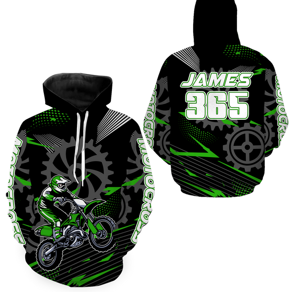 Maxcorners Green Motocross Racing Hoodie for Men Women Dirt Bike Motorcycle Hoodie MX LM2809