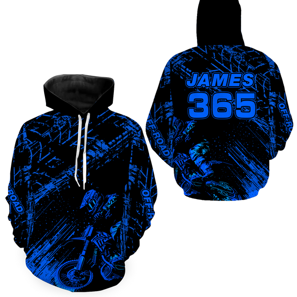 Maxcorners Blue Motocross Hoodie Jersey Custom for Men Women Motorcycle Dirt Bike Hoodie Zip LM2809
