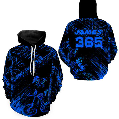Maxcorners Blue Motocross Hoodie Jersey Custom for Men Women Motorcycle Dirt Bike Hoodie Zip LM2809