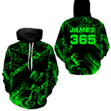 Maxcorners Green Motocross Hoodie Jersey Custom for Men Women Motorcycle Dirt Bike Hoodie Zip LM2809