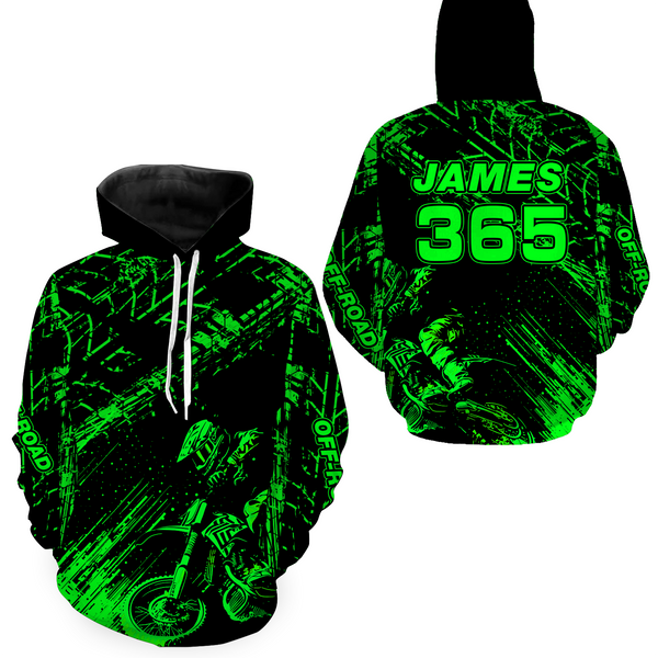 Maxcorners Green Motocross Hoodie Jersey Custom for Men Women Motorcycle Dirt Bike Hoodie Zip LM2809