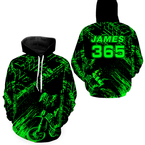 Maxcorners Green Motocross Hoodie Jersey Custom for Men Women Motorcycle Dirt Bike Hoodie Zip LM2809