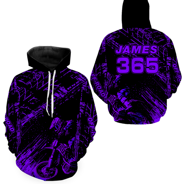Maxcorners Purple Motocross Hoodie Jersey Custom for Men Women Motorcycle Dirt Bike Hoodie Zip LM2809