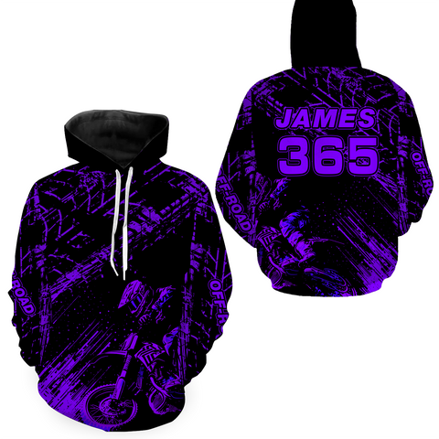Maxcorners Purple Motocross Hoodie Jersey Custom for Men Women Motorcycle Dirt Bike Hoodie Zip LM2809