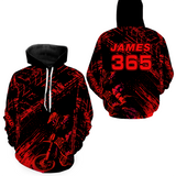 Maxcorners Red Motocross Hoodie Jersey Custom for Men Women Motorcycle Dirt Bike Hoodie Zip LM2809