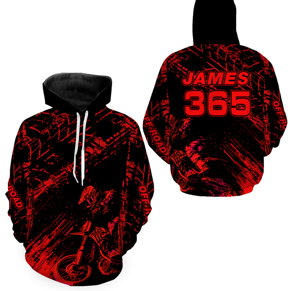 Maxcorners Red Motocross Hoodie Jersey Custom for Men Women Motorcycle Dirt Bike Hoodie Zip LM2809