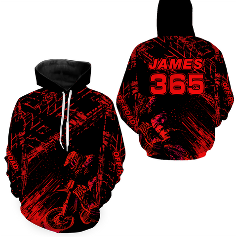 Maxcorners Red Motocross Hoodie Jersey Custom for Men Women Motorcycle Dirt Bike Hoodie Zip LM2809