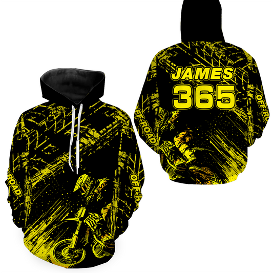 Maxcorners Yellow Motocross Hoodie Jersey Custom for Men Women Motorcycle Dirt Bike Hoodie Zip LM2809
