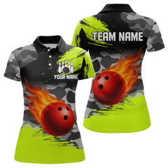 Maxcorners Custom Lime Green Bowling Shirt for Men Women Team Bowling Jerseys Polo 1/4 Zip LM1506