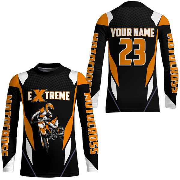 Maxcorners Motocross Racing Jersey Orange Off-road Riding Dirt Bike Shirt For Kid Men Women MT2709