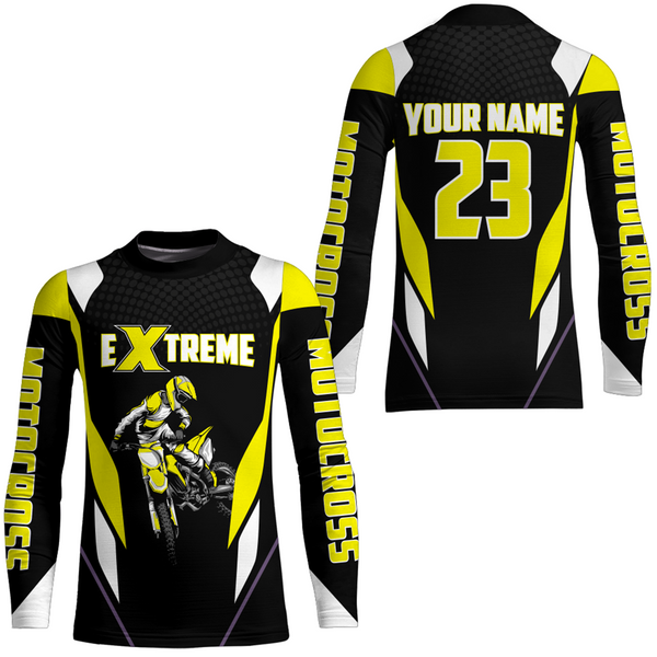 Maxcorners Motocross Racing Jersey Yellow Off-road Riding Dirt Bike Shirt For Kid Men Women MT2709