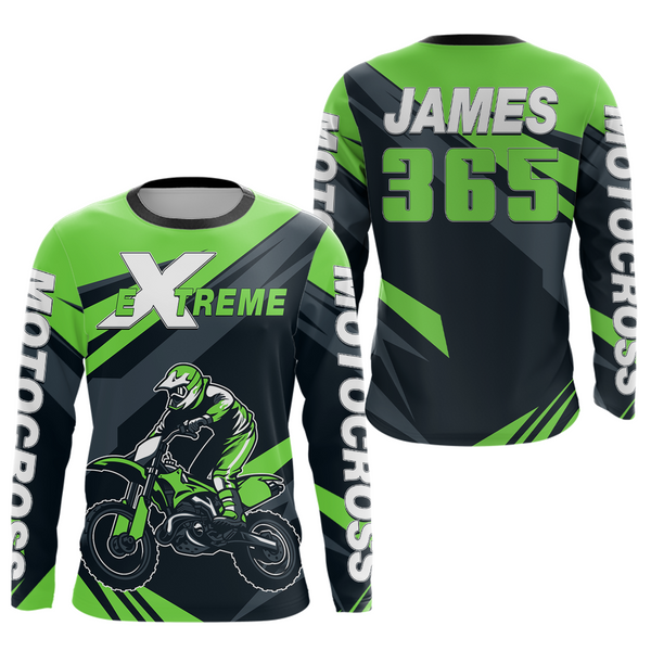 Maxcorners Custom Green Motocross Jersey Dirt Bike Shirt Men for Kid Women Motorcycle Shirts LM2809